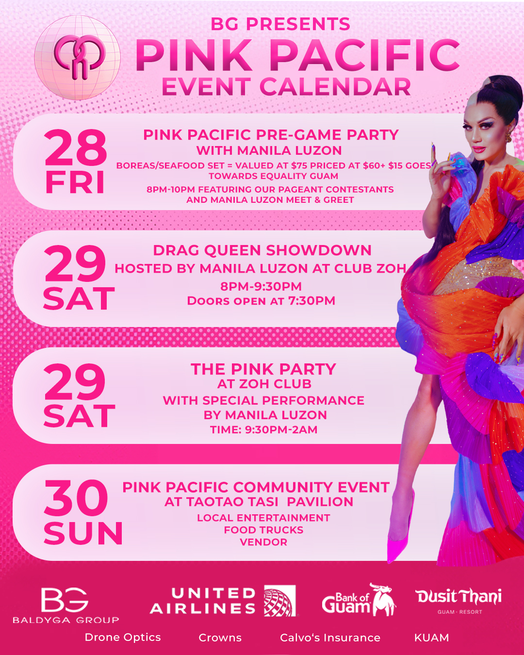 Pink Pacific Guam calendar